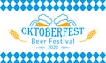 Oktoberfest banner design. Beer fest in October logo with two beer mugs. German festival poster, sign, flyer, invitation card. Royalty Free Stock Photo